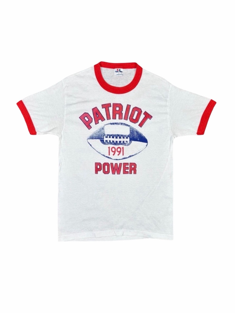 Vintage Tee Jays 1991 Patriot Power Ringer Tee - Size Large